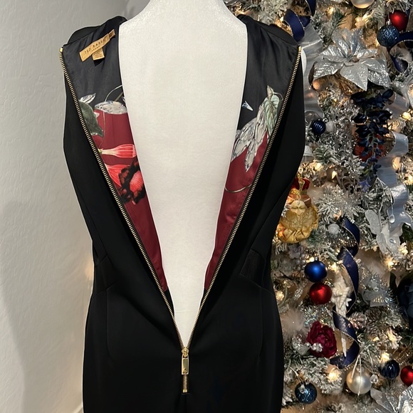 TED BAKER, SATIN V-NECK DRESS - Picture 9 of 11